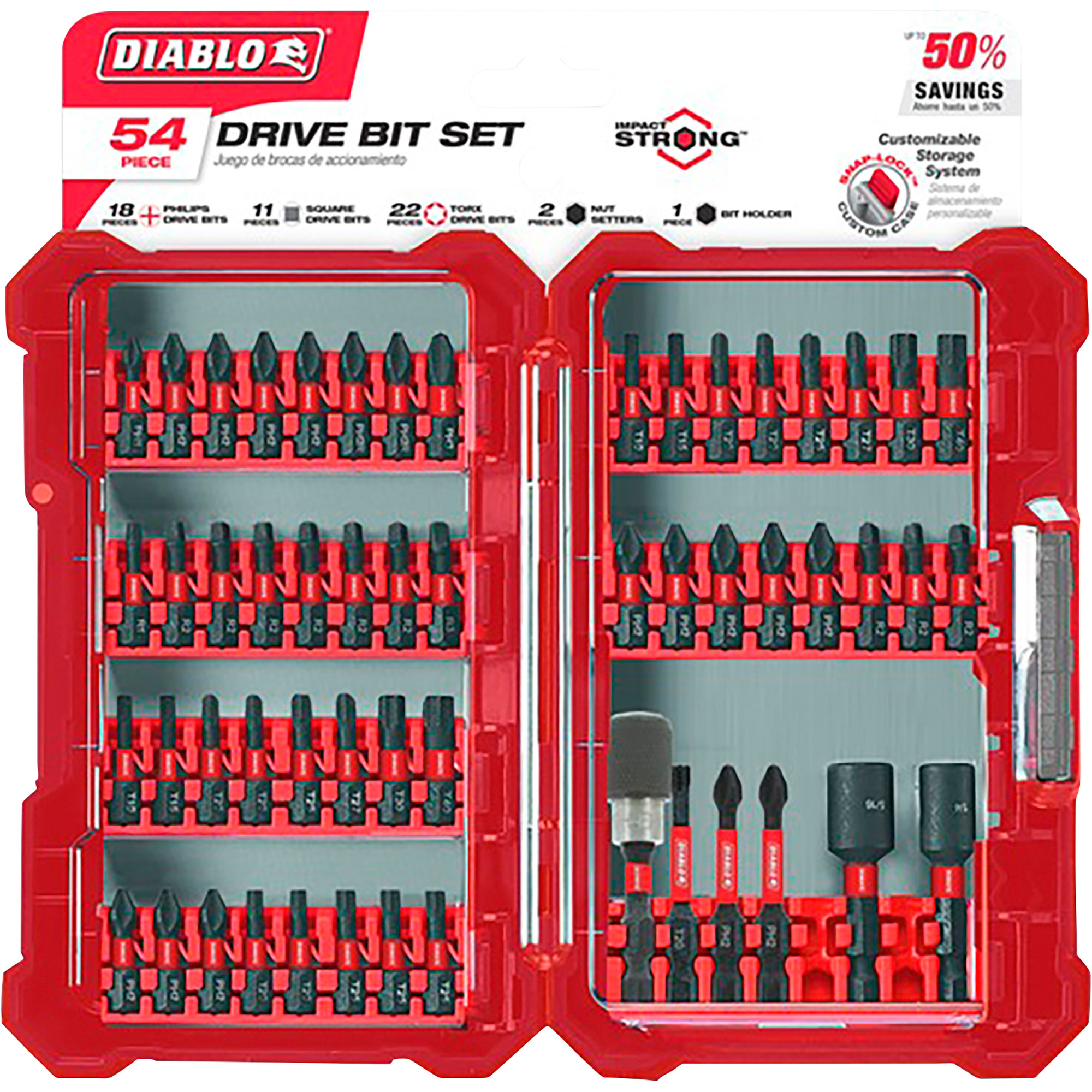 Diablo Impact Strong Drive Bit Set, 54-Pc., Model# DSC-S54